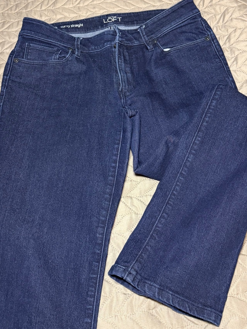 LOFT Curvy Straight Jeans in Dark Indigo Blue